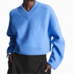 COS Blue V-Neck Sweater